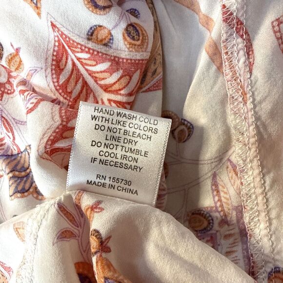 Rose & Olive Women Medium Orange Purple Floral Flutter Sleeve Summer Boho Blouse - Picture 5 of 6